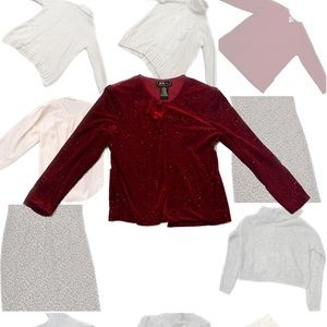 ❤️R&K Evening Size 12 Red Shoulder Pad Vintage Sparkly